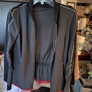 Black Women's Sports Jacket with Red Trim